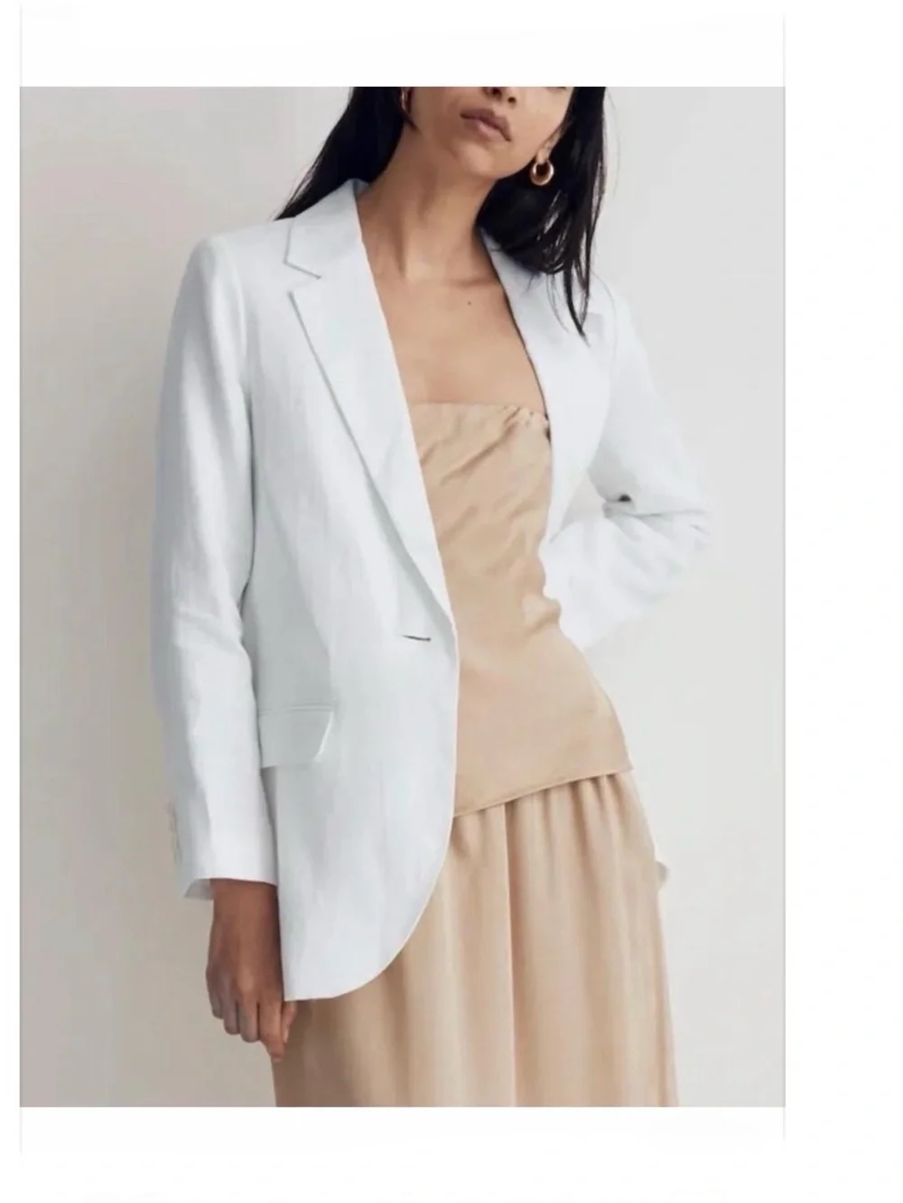 NWT • MADEWELL • Larsen Classic White Linen Tailored Single-Button Jacket Blazer
